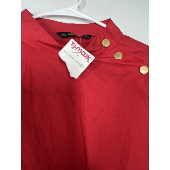 NWT Zara Red Belted Blouse with Buttons Women‎ Medium - Picture 4 of 6